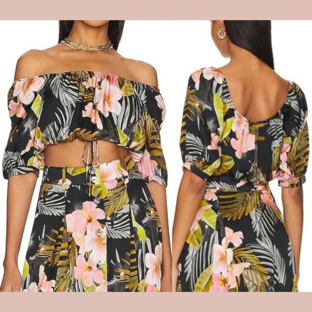 NWT Favorite Daughter [ Large ] The Anywhere With You Crop Top Hawaiian U1596